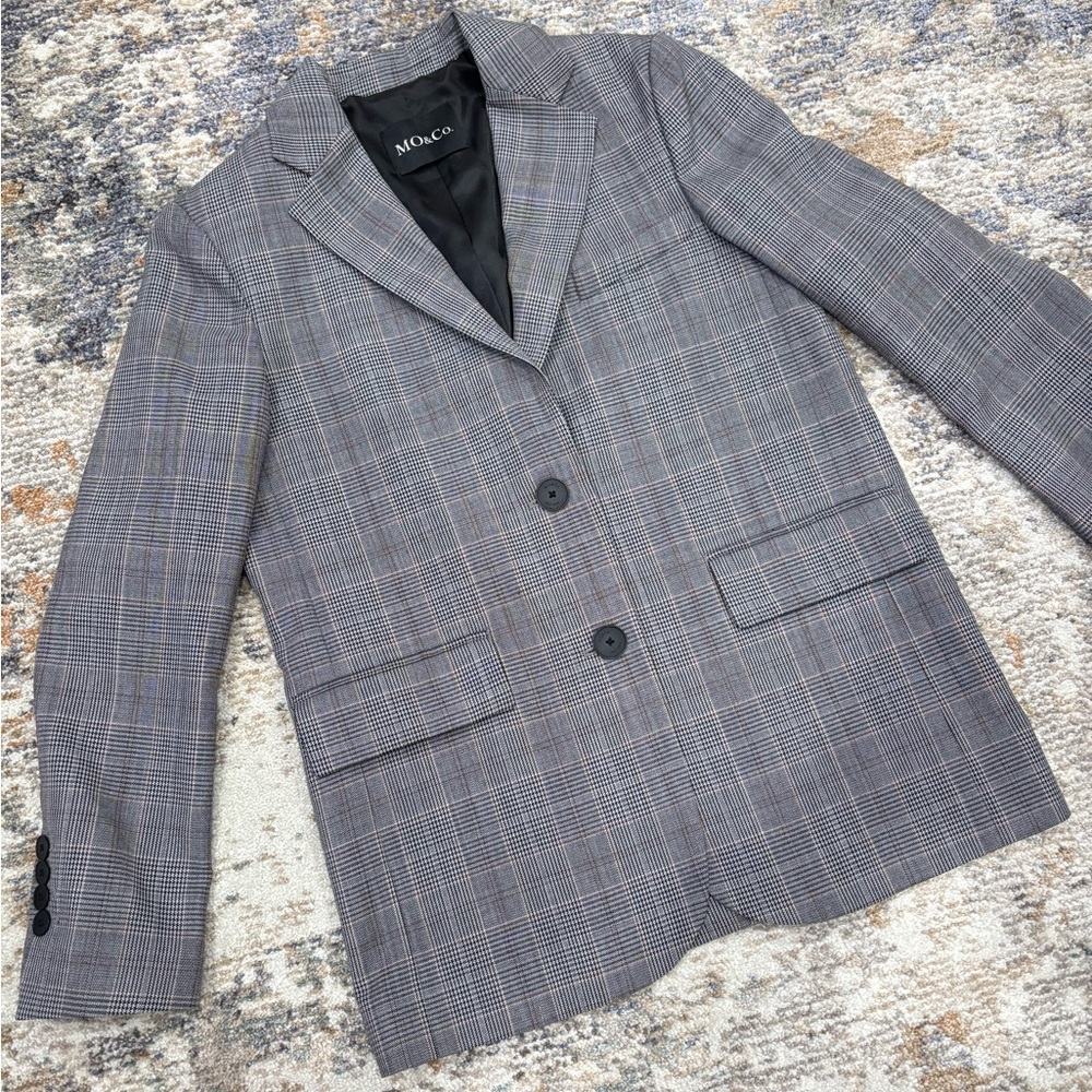 MO&Co. Wool Blend Checkered Blazer